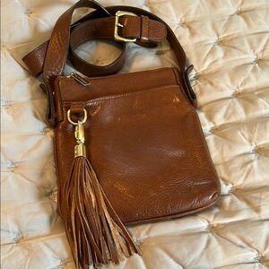 Kelly Tooke Brown Leather Crossbody Bag with Tassel